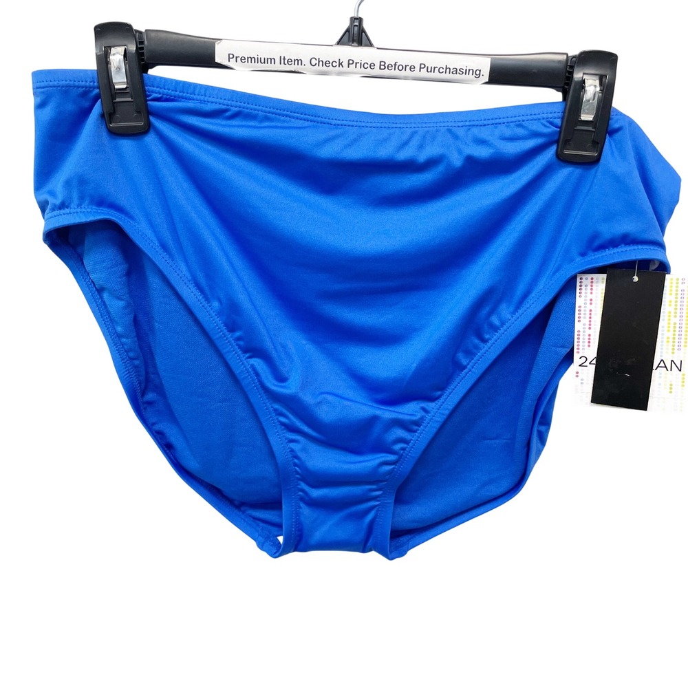 24th & Ocean Women's Blue High Rise Full Coverage Bikini Swim Bottom Size Large